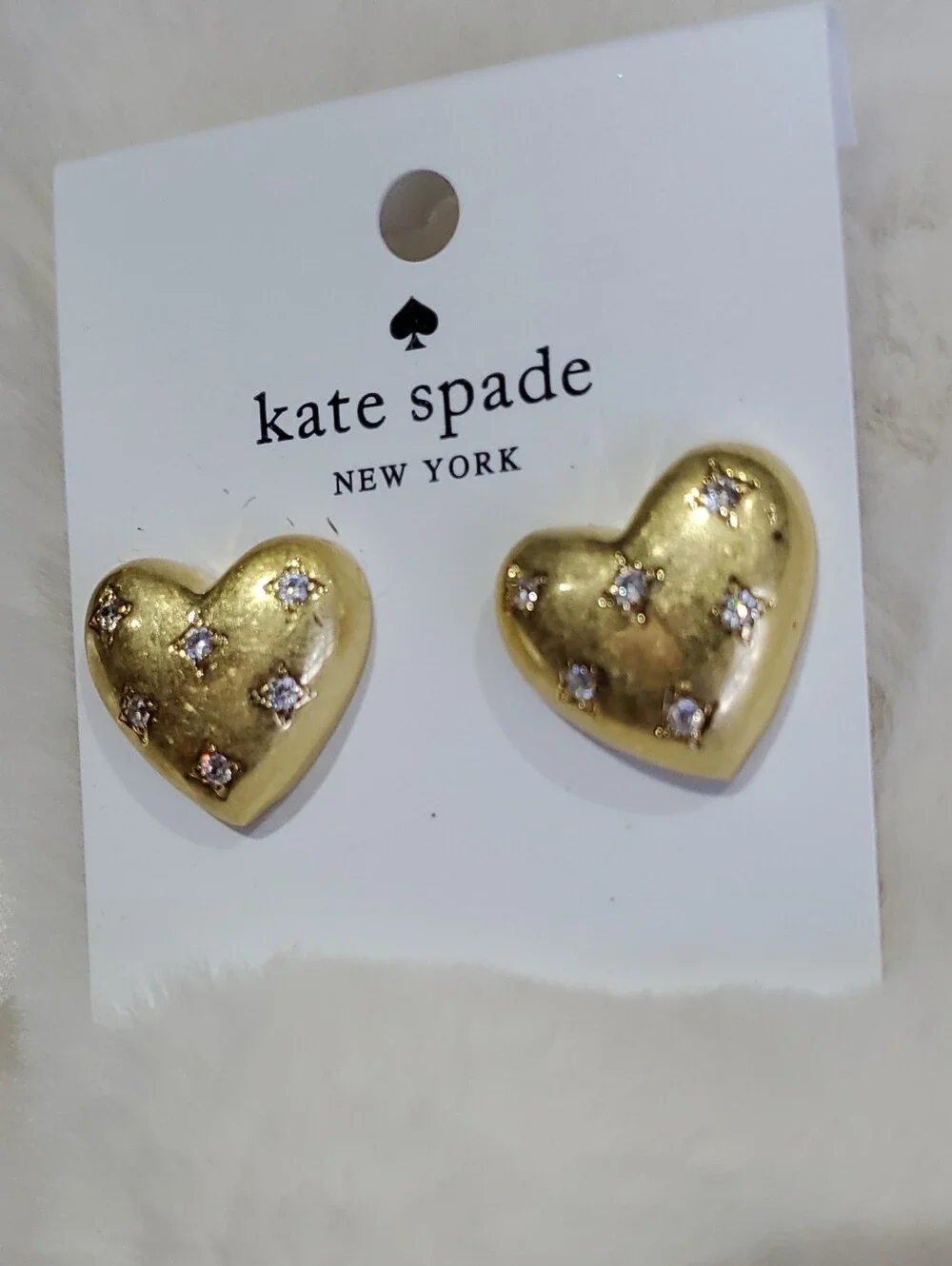kate spade gold Tone heart stud earrings with crystals Iconic Earring Backs